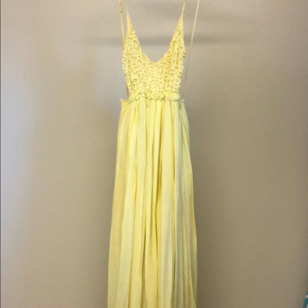 Yellow Floor Length Backless Dress